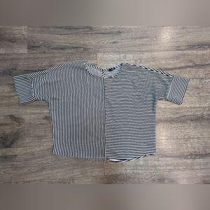 Express Large Black and White Striped Oversized Blouse Loose Fit Top Shirt